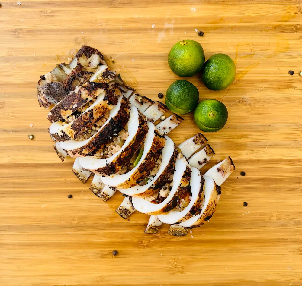 the kapre restaurant and bar review best restaurant in Panglao squid stuffed with chorizo