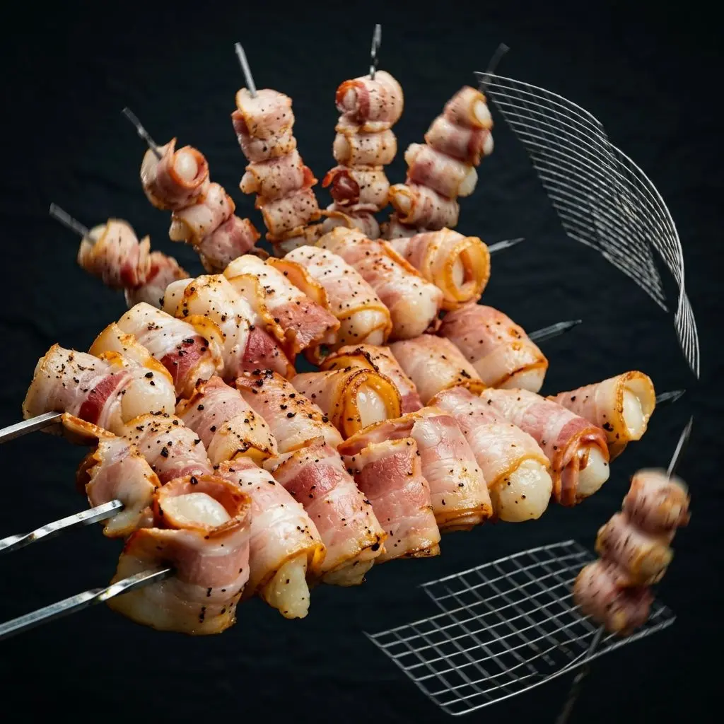 the kapre restobar best restaurant in panglao bohol grilled bacon and lychee skewers
