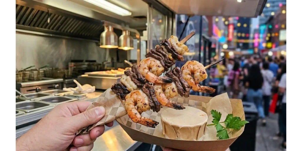 Kapre Foodtruck Prawn and beef skewers